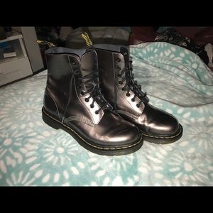 Silver Dr. Martens Boots
